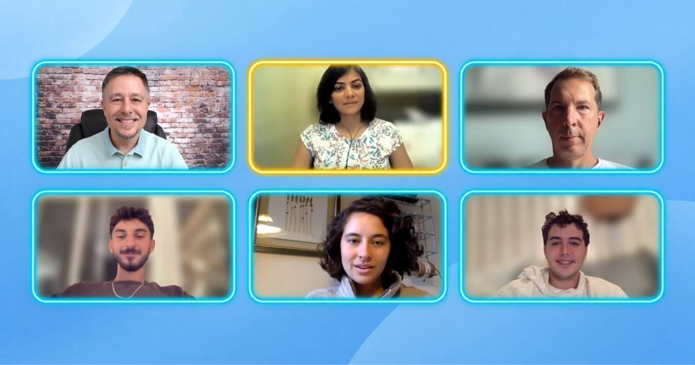Adults attending a live online Spanish class through TOSS